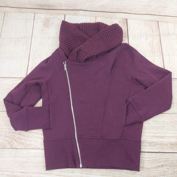 Women Warm Inclined Zipper Sweatshirt Hoodie High Neck Pocketed Jacket Outwear S - Picture 12 of 12